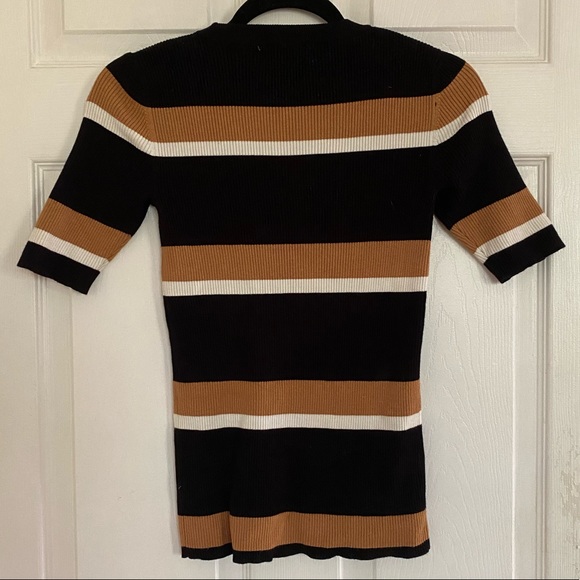 Philosophy Striped Ribbed 3/4 Sleeve Crewneck Sweater - Picture 2 of 5